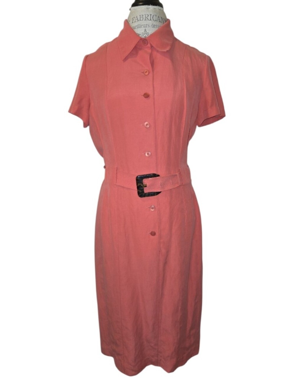 Talbots Coral Natural Fiber Shirtdress Size 10